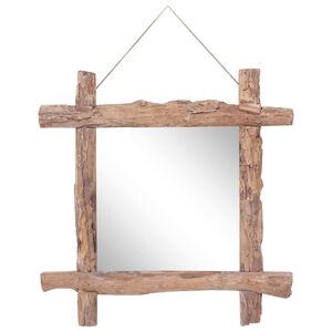 vidaXL Log Mirror Natural 70x70 cm Recycled Teak Wood