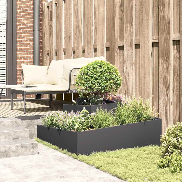 vidaXL Garden Planter Black 100 x 100 x 50 cm Cold-rolled Steel