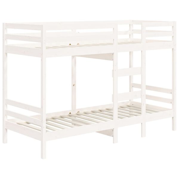 vidaXL Bunk Bed without Mattress White 75x190 cm Small Single Solid Wood Pine