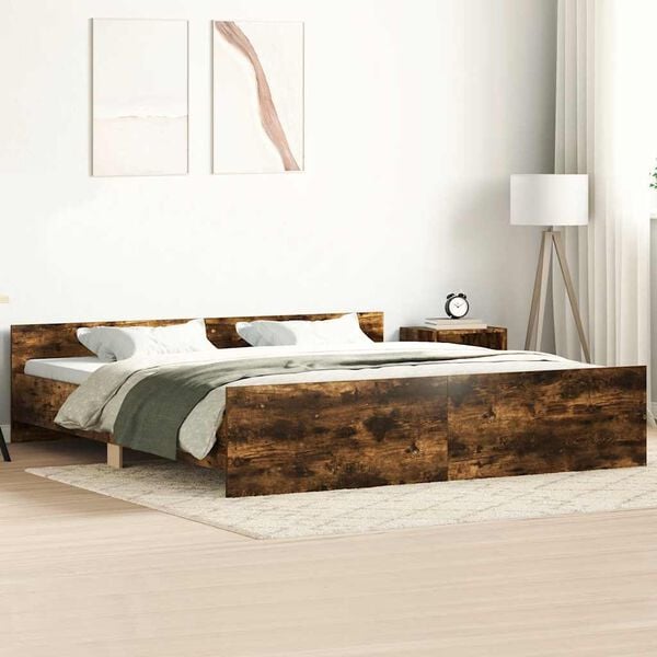 vidaXL Bed Frame without Mattress Smoked Oak 200x200 cm