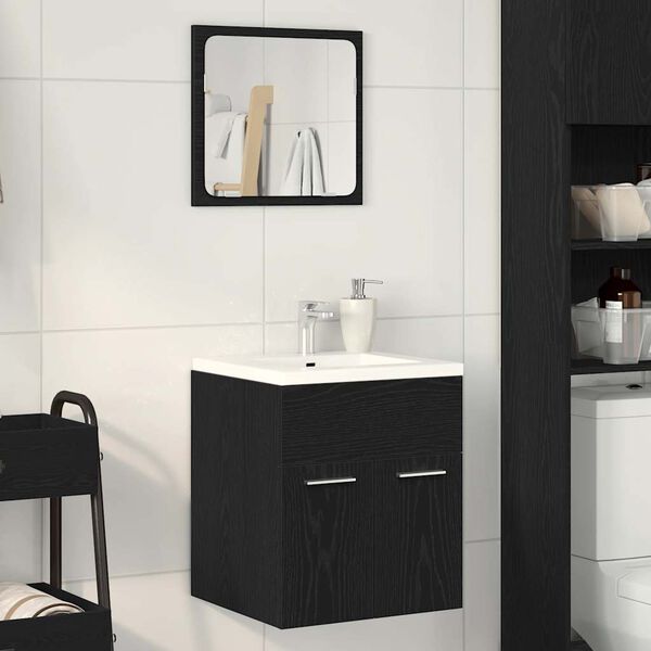 vidaXL 2 Piece Bathroom Furniture Set Black Oak Engineered Wood