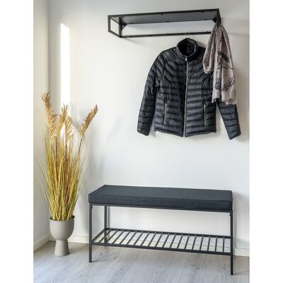 House Nordic Bench Avery with Shelf and Cushion Black