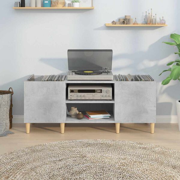 vidaXL Record Cabinet Concrete Grey 121x38x48 cm Engineered Wood