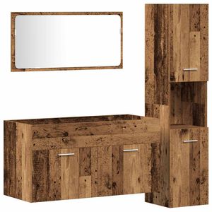 vidaXL 3 Piece Bathroom Furniture Set Old Wood Engineered Wood