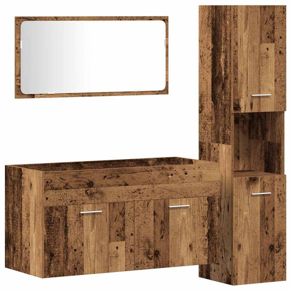 vidaXL 3 Piece Bathroom Furniture Set Old Wood Engineered Wood
