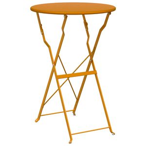 vidaXL Bistro Table Folding Mustard &Oslash; 50 x 71 cm Powder-coated Steel