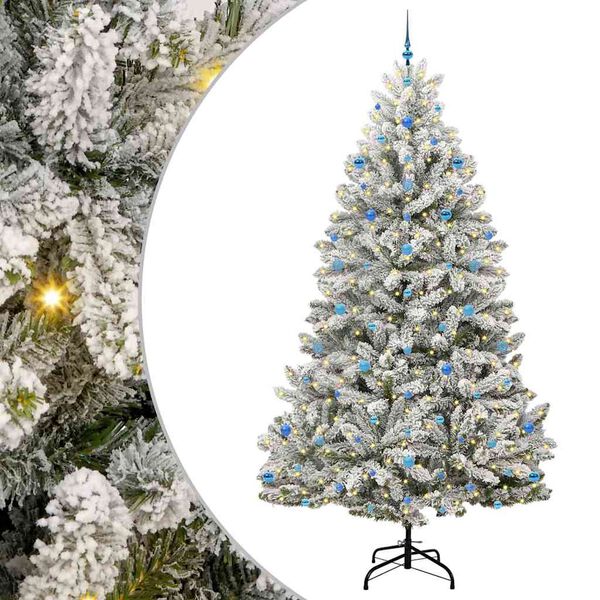 vidaXL Artificial Christmas Tree Green and White 270 cm PVC and Metal
