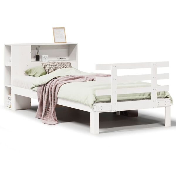 vidaXL Bookcase Bed without Mattress White 90x200cm Solid Wood Pine