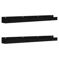 vidaXL Wall Shelves 2 pcs Black 110x12x9 cm Solid Wood Pine