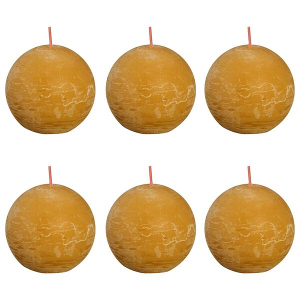 Bolsius Rustic Ball Candles Shine 6 pcs 76x71 mm Honeycomb Yellow