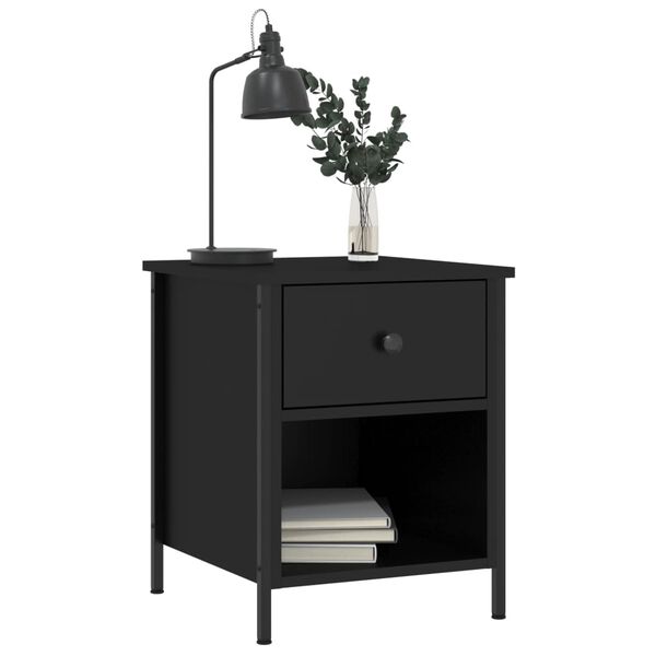 vidaXL Bedside Cabinets 2 pcs Black 40x42x50 cm Engineered Wood