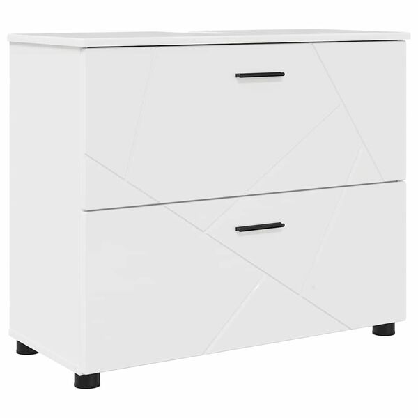 vidaXL Bathroom Cabinet with Drawer High Gloss White 76.5 x 35 x 64 cm