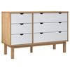 vidaXL Drawer Cabinet OTTA Brown&White 111x43x73.5cm Solid Wood Pine