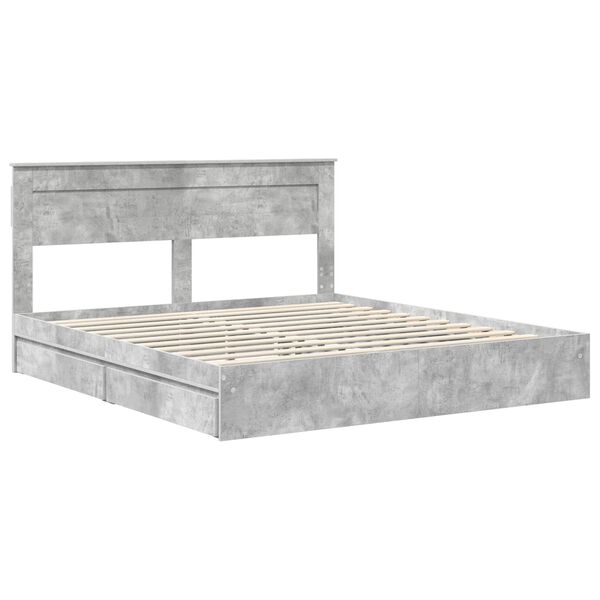 vidaXL Storage Bed Concrete Grey 200 x 200 cm Engineered Wood