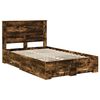 vidaXL Bed Frame with Drawer Smoked Oak 135 x 190 cm Engineered Wood