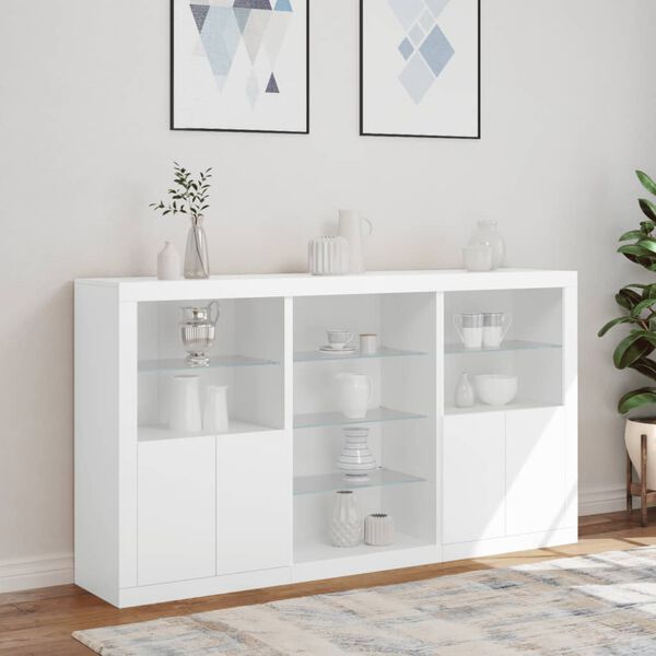 vidaXL Sideboard with LED Lights White 181.5x37x100 cm