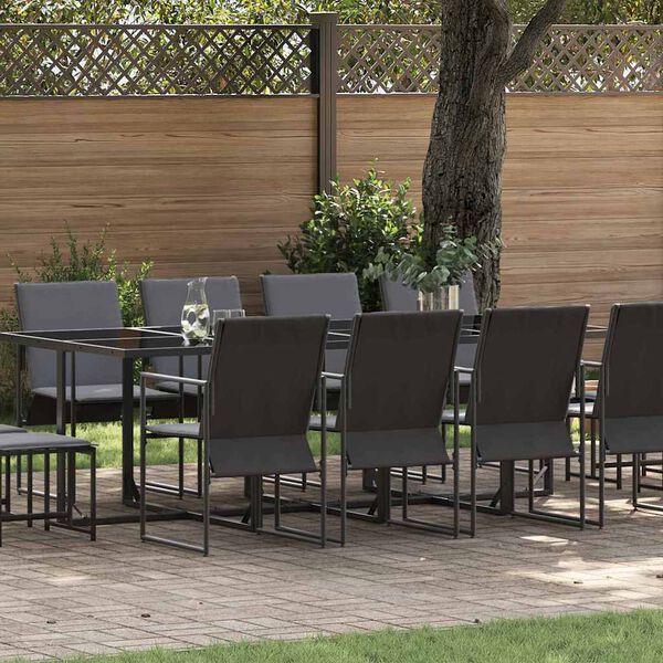 vidaXL Garden Dining Set 13 pcs Black Steel