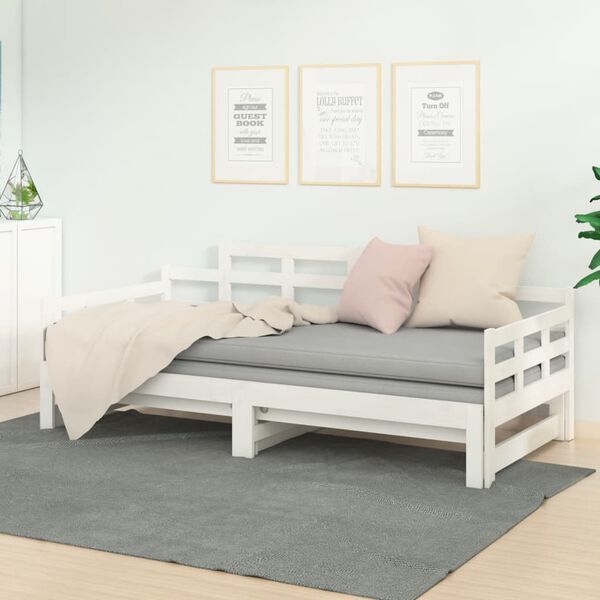 vidaXL Pull-out Day Bed without Mattress White 2x(90x200) cm