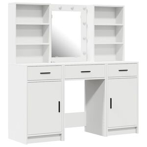 vidaXL Dressing Table Set with Drawer 3 pcs White Engineered Wood