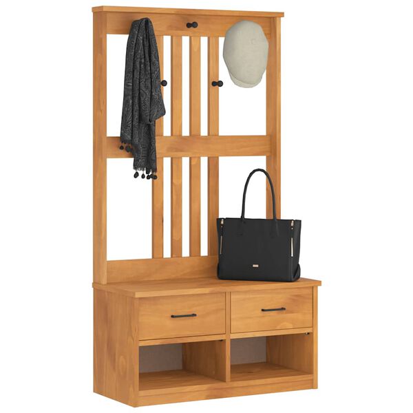 vidaXL Hall Tree SANDNES 87x40x159.5cm Solid Wood Pine