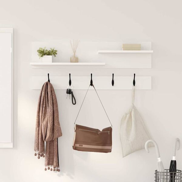 vidaXL Wall-Mounted Coat Rack White 90 x 15 x 36 cm Engineered wood