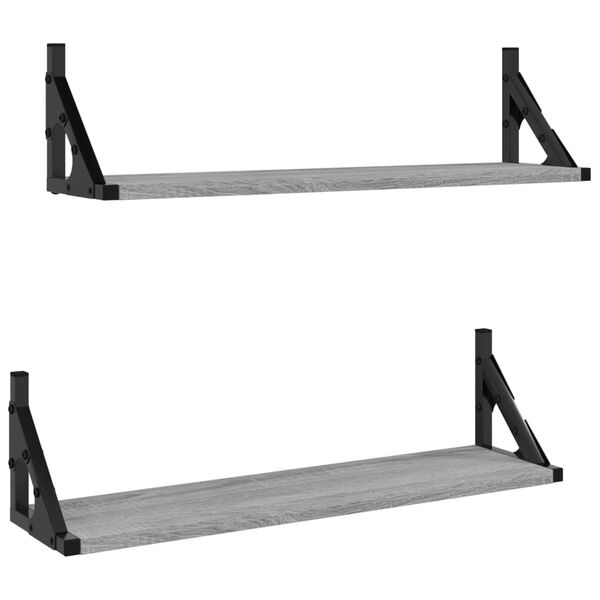 vidaXL Wall Shelves 2 pcs Grey Sonoma 60x15x15.5 cm