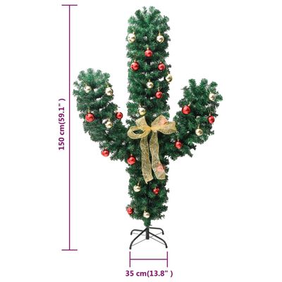vidaXL Christmas Cactus with Stand and LED Green 150 cm PVC