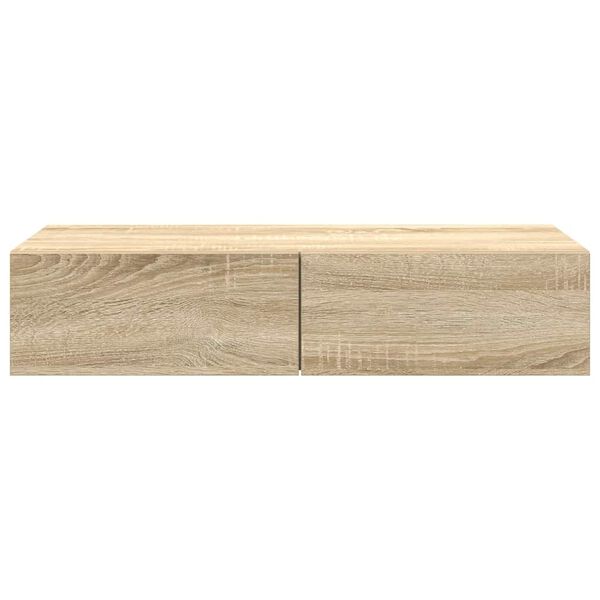 vidaXL Wall Shelf with Drawers Sonoma Oak 80x33x17 cm Engineered Wood