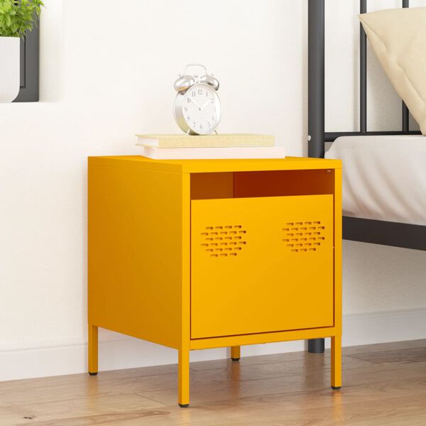 vidaXL Bedside Cabinet&nbsp;Mustard Yellow 35x39x43.5 cm Steel