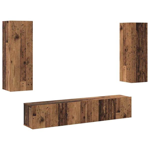 vidaXL Wall Mounted TV cabinets 4 pcs Old Wood Engineered Wood