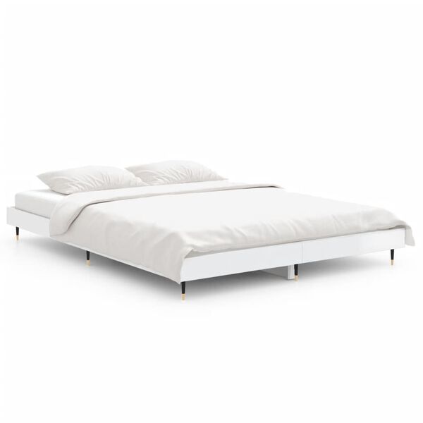 vidaXL Bed Frame without Mattress High Gloss White 140x190 cm