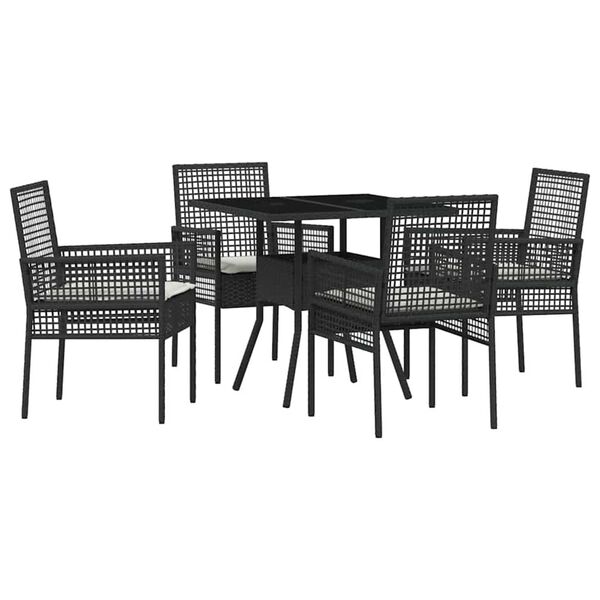 vidaXL Garden Dining Set 5 pcs Black Poly Rattan
