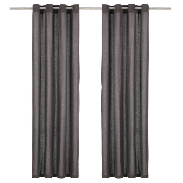 vidaXL Curtains with Metal Rings 2 pcs Cotton 140x225 cm Anthracite