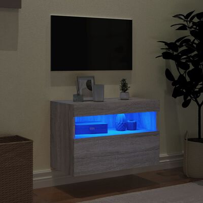 vidaXL TV Wall Cabinet with LED Lights Grey Sonoma 60x30x40 cm