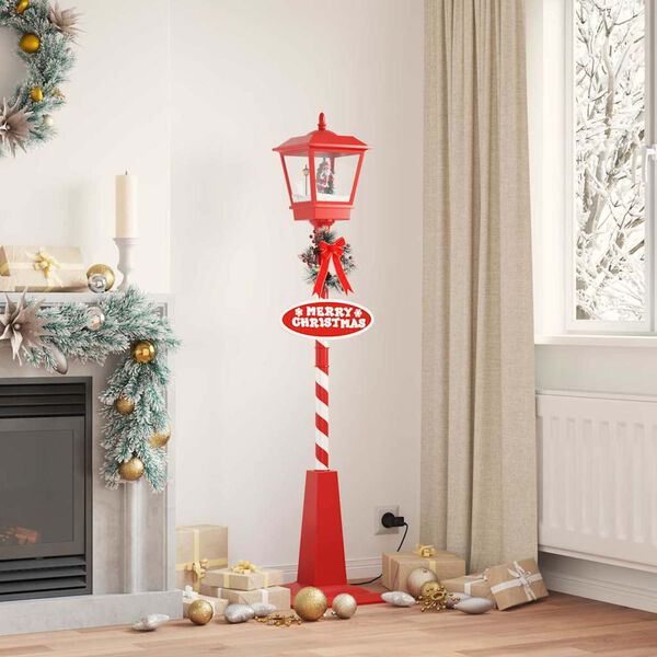 vidaXL Chirstmas Street Lamp with Lantern Red 40.5x40.5x180cm Plastic