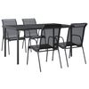 vidaXL 5 Piece Garden Dining Set Black Steel and Textilene