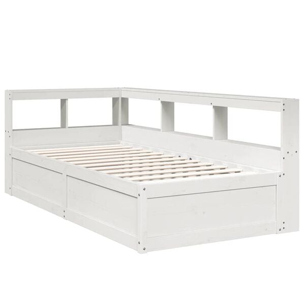 vidaXL Bookcase Bed without Mattress White 75x190cm Solid Wood Pine