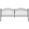 vidaXL Fence Gate with Spear Top with Lock Grey 305 x 100 cm Steel