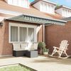 vidaXL Retractable Awning Green and white 350 x 250 cm Fabric, Metal