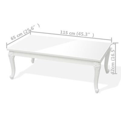vidaXL Coffee Table 115x65x42 cm High Gloss White