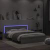 vidaXL Bed Frame with Headboard and LED Grey Sonoma 150x200 cm King Size