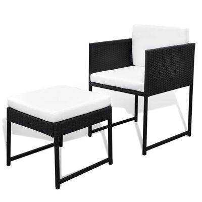 vidaXL 11 Piece Outdoor Dining Set with Cushions Poly Rattan Black