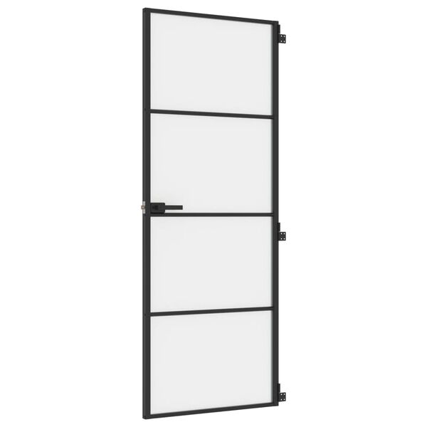 vidaXL Interior Door Slim Black 76x201.5 cm Tempered Glass and Aluminium