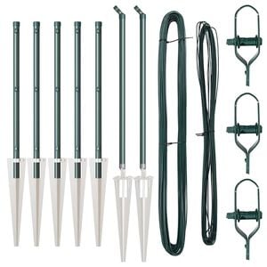 vidaXL Fence Posts Manual 7 pcs Green Ø32mm 100 cm Galvanised steel