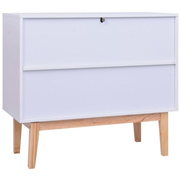 vidaXL Sideboard White 88.5x40x80 cm MDF and Rattan