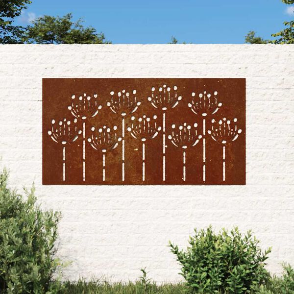 vidaXL Garden Wall Decoration 105x55 cm Corten Steel Flower Design