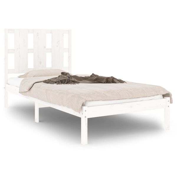 vidaXL Bed Frame without Mattress White 90x190 cm Single Solid Wood
