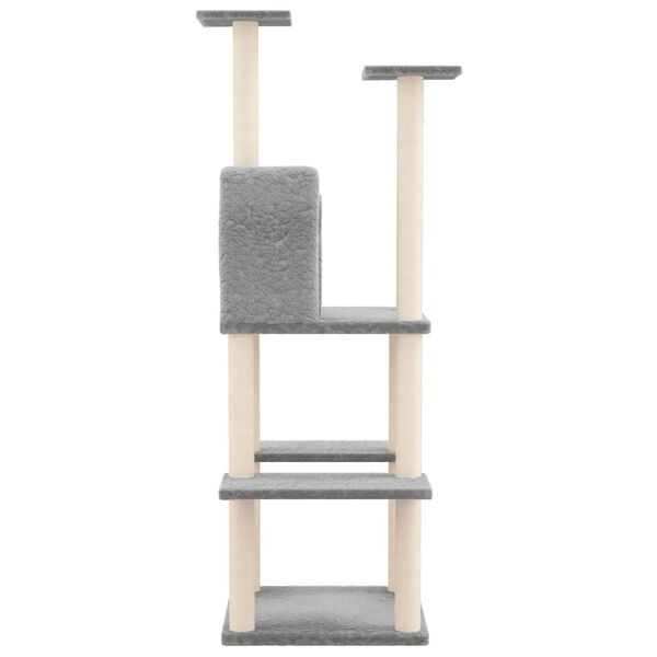 vidaXL Cat Tree with Sisal Scratching Posts Light Grey 144.5 cm