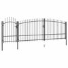 vidaXL Garden Fence Gate with Spear Top 5x2.25 m Black