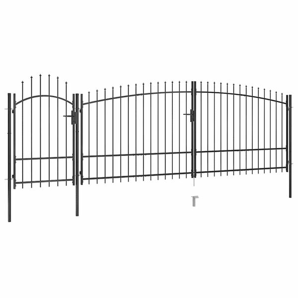 vidaXL Garden Fence Gate with Spear Top 5x2.25 m Black